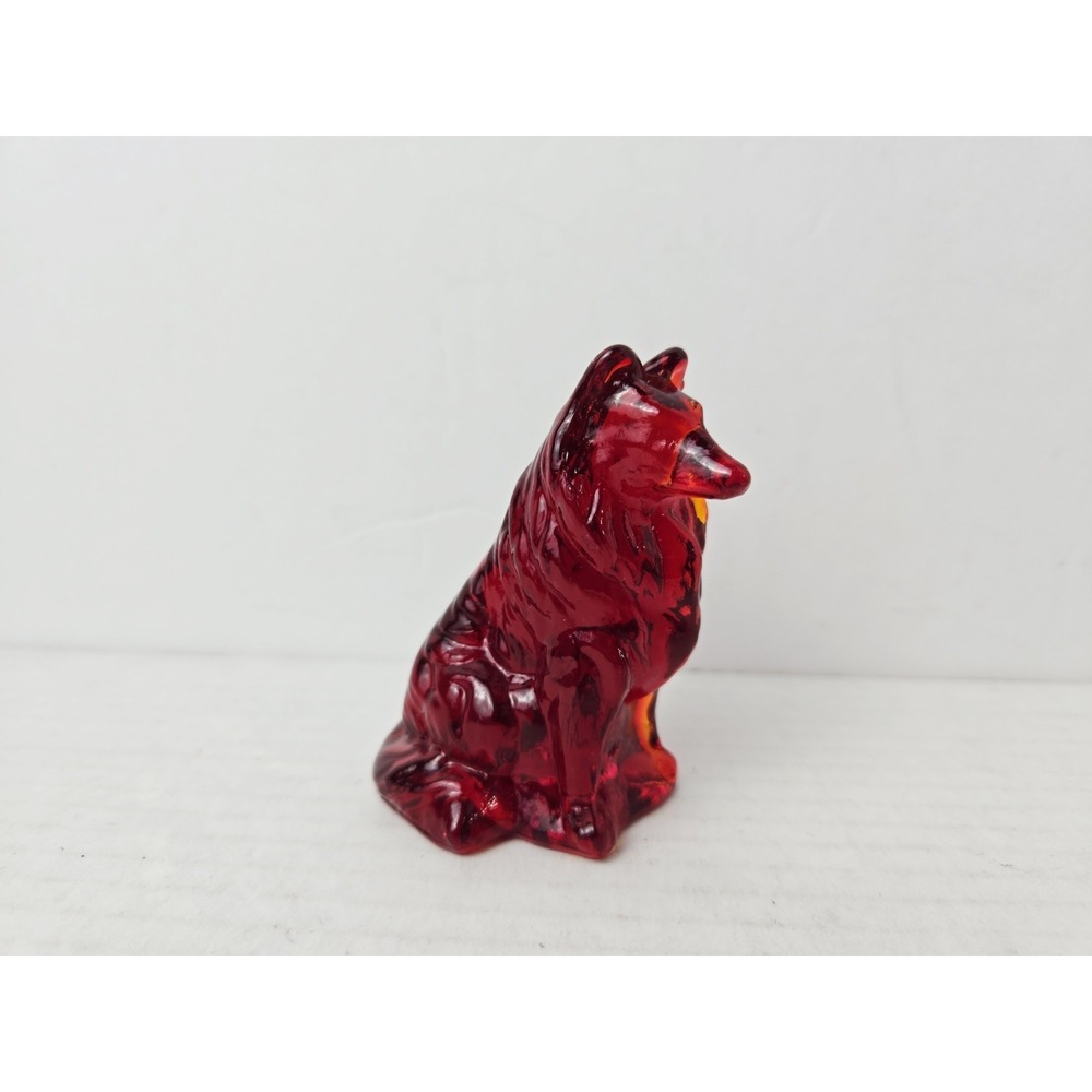 Vintage Glass collie dog Mosser figurine red